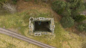 A nadir view looking down into the castle - safely with none in the b