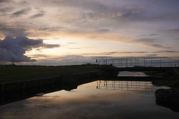 A Footbridge Crosses The Broxburn at Dusk, Dunbar Golf Course, East Lothian