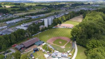 Drone photo looking East of the Attnang Athletics baseball and Softball fields