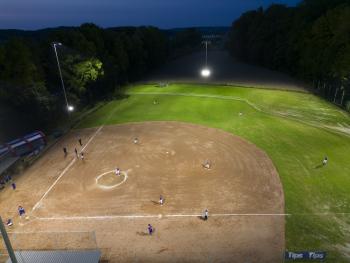 A floodlit Attnang Softball field