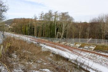 The trackbed at Tweedbank awaits the final sleepers on 4th Feb 2015